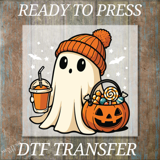 Halloween Ghost Coffee DTF Transfer, Pumpkin Boujee Spooky Coffee Design, Ready To Press DTF Print