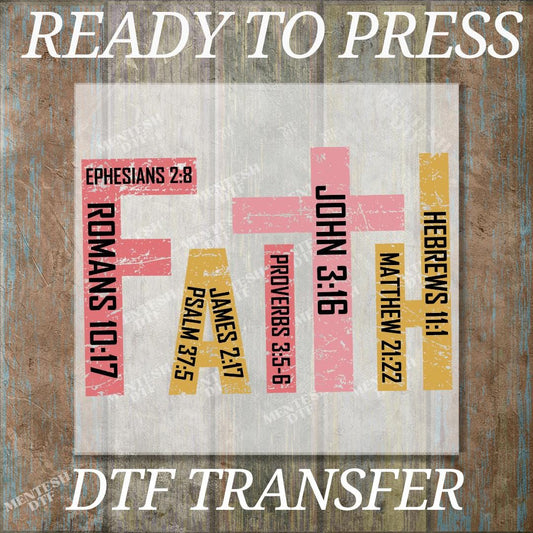 Faith DTF Transfer, Christian Cross Bible Verse Heat Press Print, Religious Ready To Press DIY Shirt Design, Inspirational Jesus Iron On