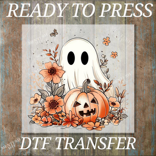 Spooky Ghost DTF Transfer, Halloween Ghost Shirt Print, Pumpkin Horror Ready To Press Heat Transfer, Halloween DTF Design