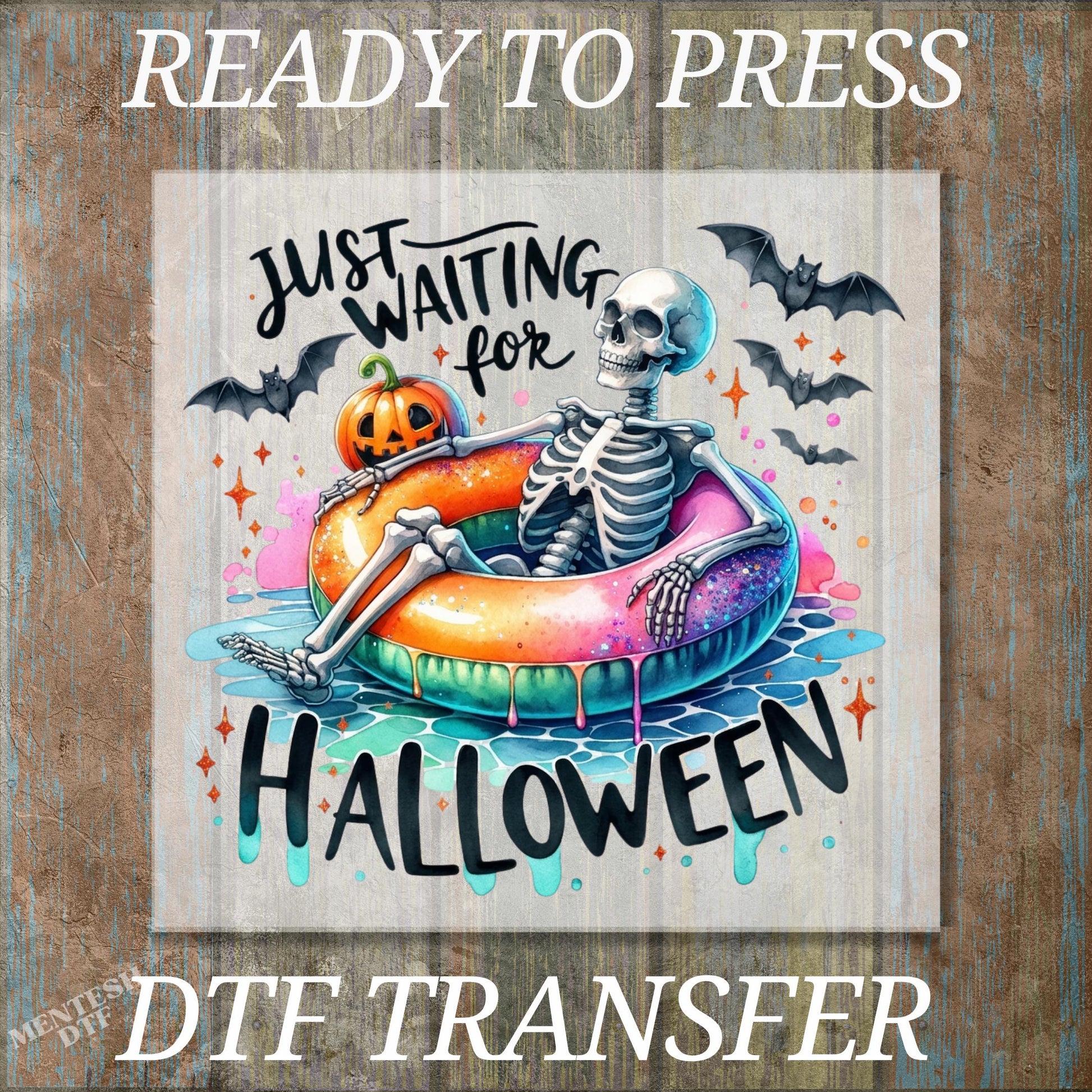 Summerween DTF Transfers, Ready to Press Heat Transfer, Beach Halloween T-Shirt Transfers, Skull Skeleton Direct to Film
