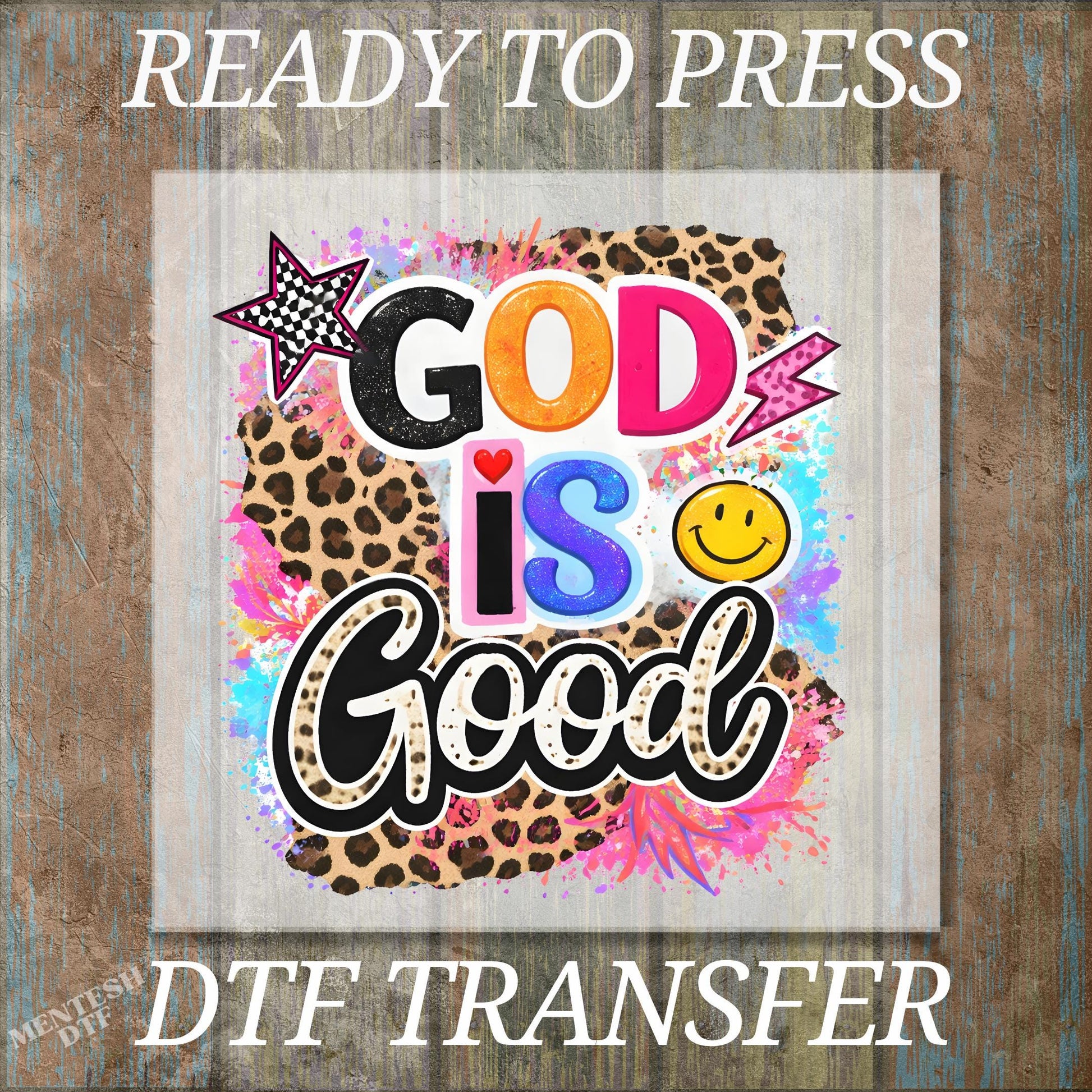 DTF Transfer Christian Bible Verse, God Is Good All The Time Retro Print, Ready to Press Heat Transfer, Faith Jesus Preppy Shirt Design