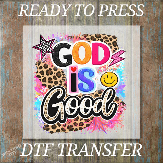 DTF Transfer Christian Bible Verse, God Is Good All The Time Retro Print, Ready to Press Heat Transfer, Faith Jesus Preppy Shirt Design