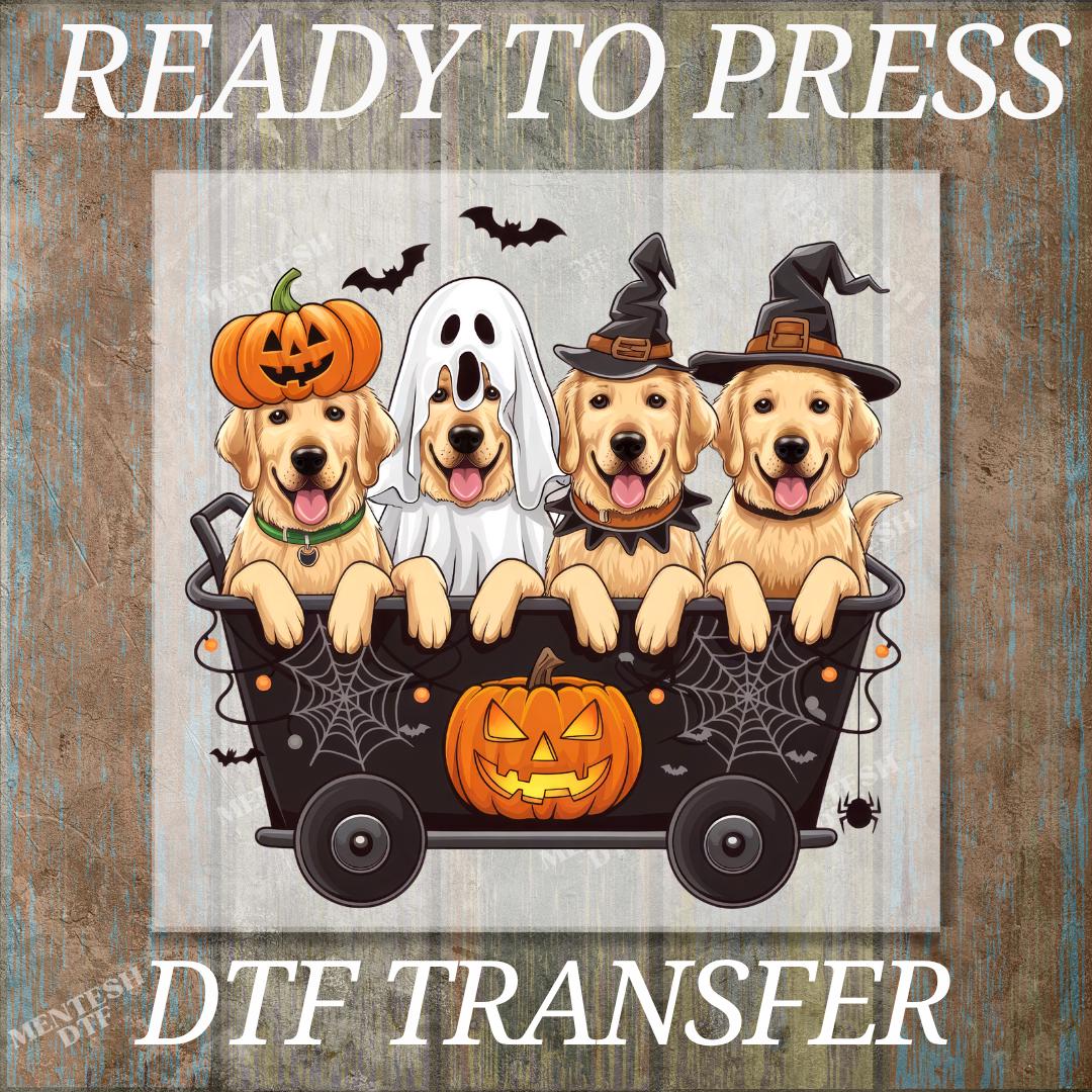 Golden Retriever Halloween DTFTransfer, Cute Ghost Dog Print,Spooky Season Pet Lover Shirt Design,Ready To Press Halloween Dog Heat Transfer