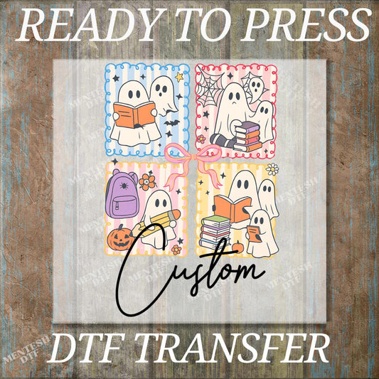 Personalized Ghost Halloween DTF Transfer with Kid Names, Custom Ghost Pumpkin Print, Cute Fall Halloween Shirt Design, Ready To Press