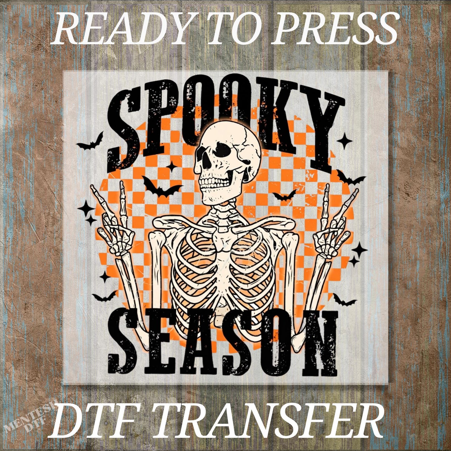 Spooky Season DTF Transfer, Halloween Skeleton DTF Print, Ready to Press Heat Transfer, Full Color Halloween Transfer, DTF Prints