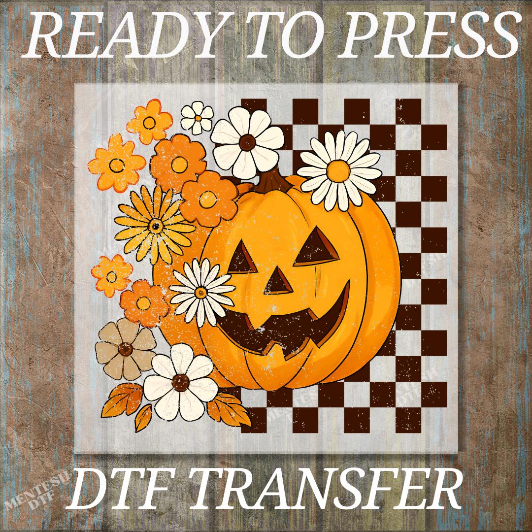 Pumpkin Spooky Ghost DTF Transfer, Trendy Halloween Floral Design, Scary Cute Fall Print, Ready To Press Spooky Season Heat Transfer