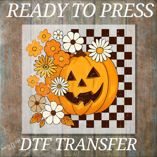 Pumpkin Spooky Ghost DTF Transfer, Trendy Halloween Floral Design, Scary Cute Fall Print, Ready To Press Spooky Season Heat Transfer