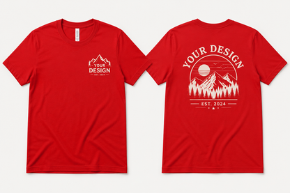 Custom Business Logo T Shirt Mockup, Bella + Canvas 3001 Style, Front and Back Printing, Pocket Logo Placement, Company Uniform Shirt, Professional Branding Apparel
