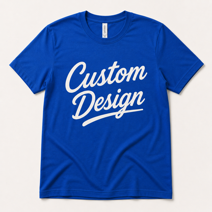 Custom Design T Shirt Mockup, Royal Blue Bella + Canvas Style Tee, Personalized Shirt Preview, Upload Your Own Design, Custom Printed Unisex T Shirt