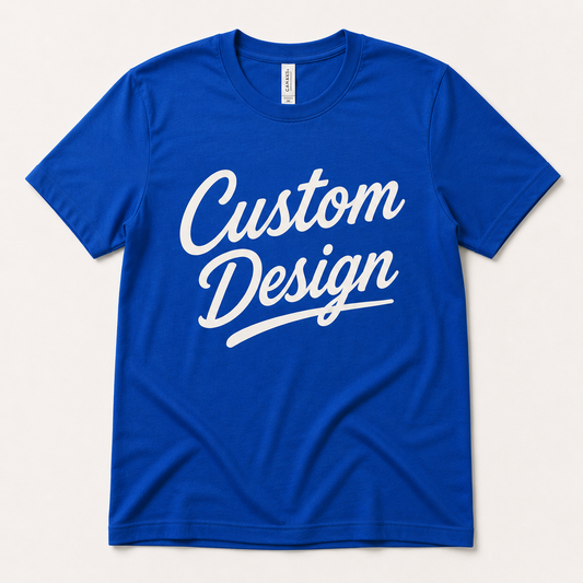 Custom Design T Shirt Mockup, Royal Blue Bella + Canvas Style Tee, Personalized Shirt Preview, Upload Your Own Design, Custom Printed Unisex T Shirt