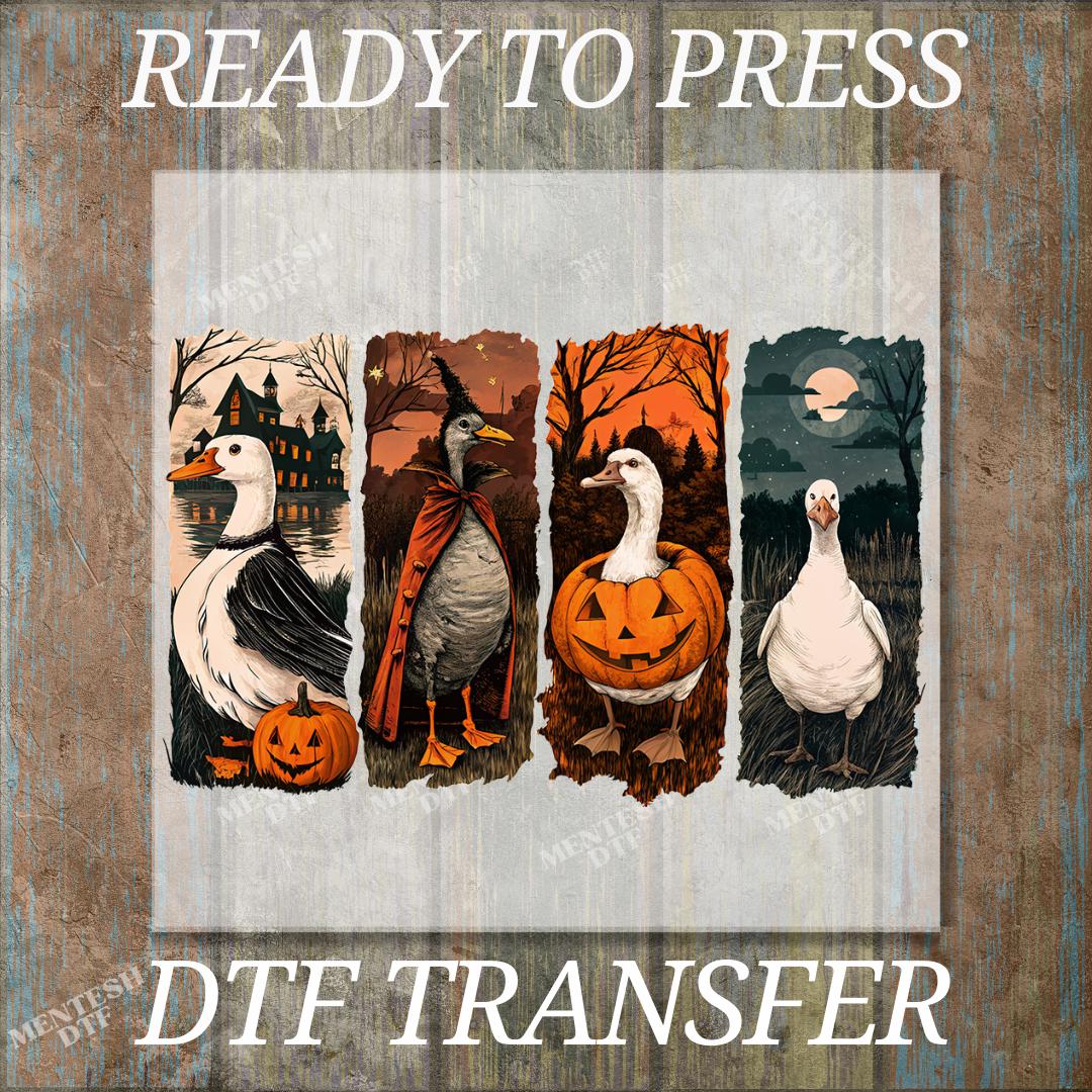 Halloween Goose DTF Transfer, Witch Goose Design Ready To Press, Moonlight Goose Print, Spooky Boo Ghost DTF, Cold Peel Heat Press